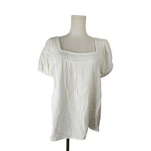 BiB! White Gauze Square Neck Puff Sleeve Blouse Size S NWOT